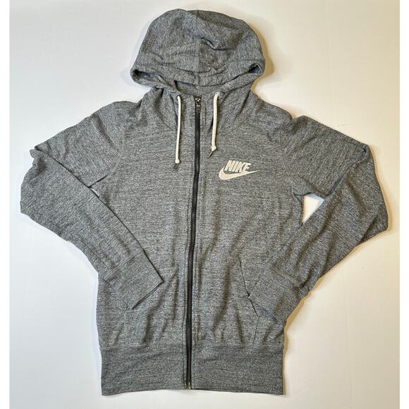 NIKE Womens Gym Full Zip Hooded Sweatshirt in Gray Size S 813872-091 - Picture 1 of 14